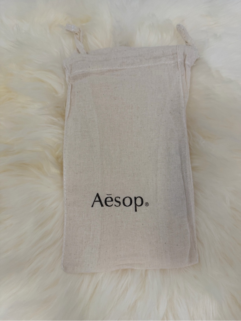 Authentic Aēsop Natural Canvas Drawstring Pouch - Cream